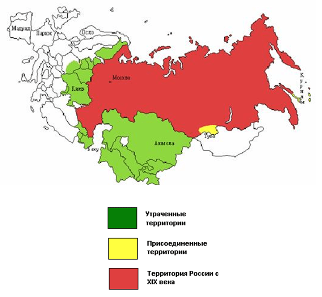 Присоединение и утрата территорий Россией в ХХ веке