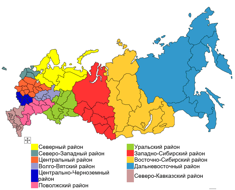 Экономические районы и субъекты Российской Федерации